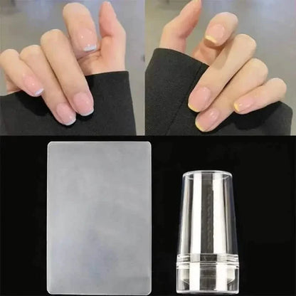 Hypoallergenic Silicone Nail Stamper and Scraper Set for French Manicure Stamping Plate