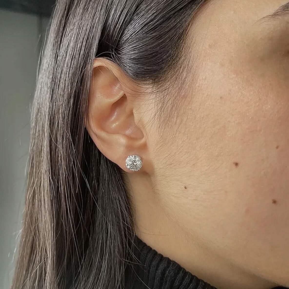 IGI Diamond Engagement Earrings VVS2 E Round 7.54 Ctw Lab Created
