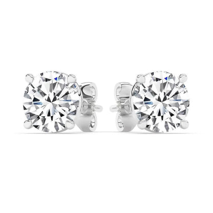 IGI, F/VS1, 4 CT Solitaire Lab-Grown Round Diamond Studs Earring, 950 Platinum