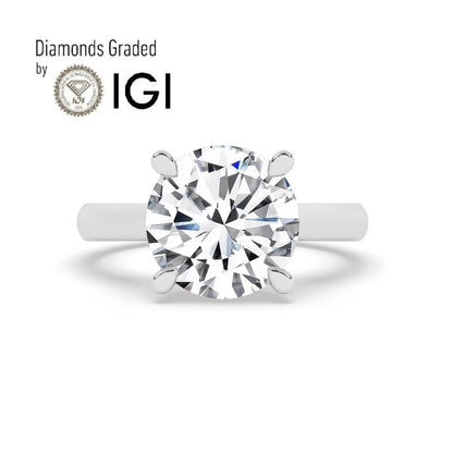 IGI, F/VS1, 5CT Solitaire Lab-Grown Round Diamond Engagement Ring 18K White Gold