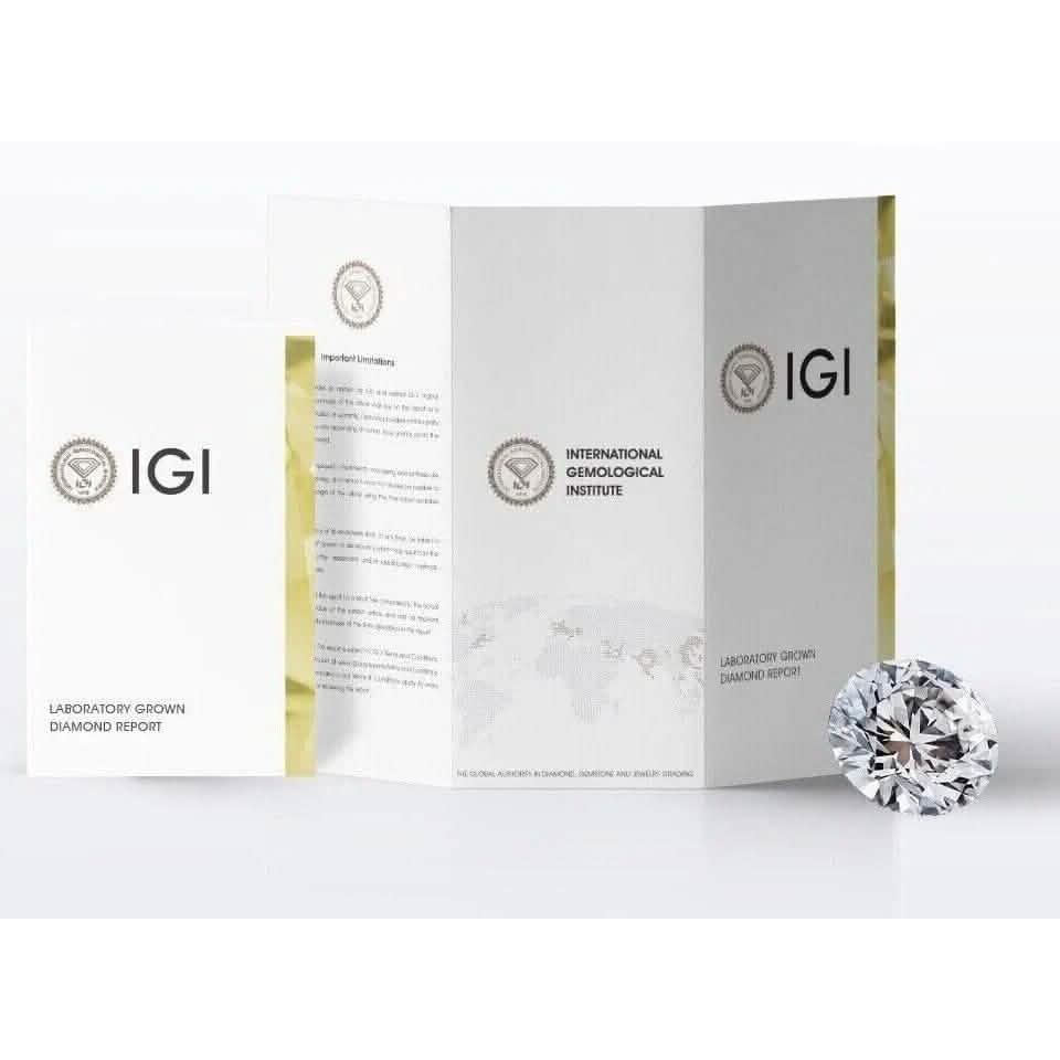 IGI,F/VS1 ,2 CT Solitaire Lab-Grown Round Diamond Studs Earring, 18K Yellow Gold