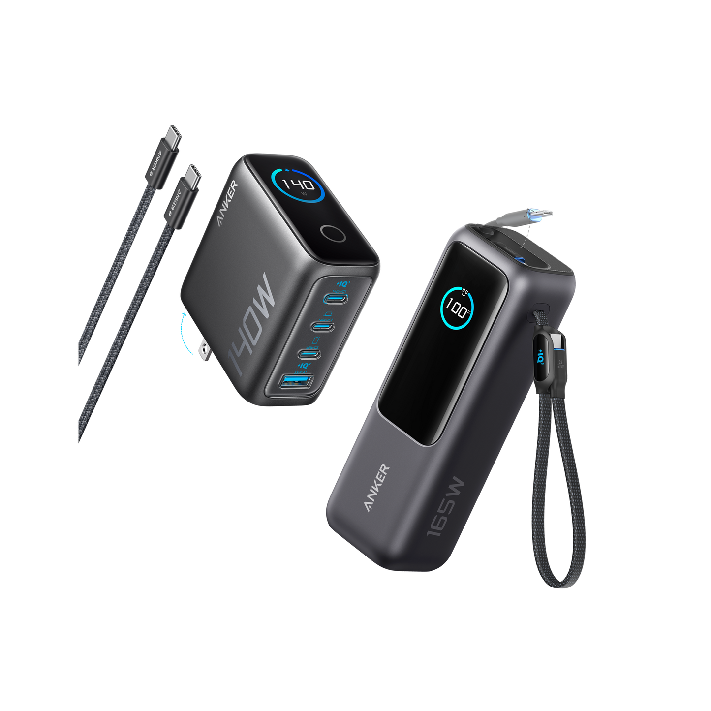 Anker Laptop Power Bank (25K, 165W, Built-In and Retractable Cables)