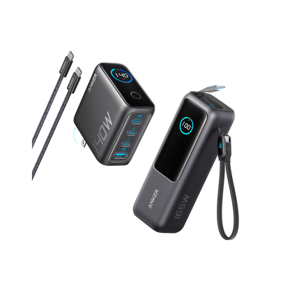 Anker Laptop Power Bank (25K, 165W, Built-In and Retractable Cables)