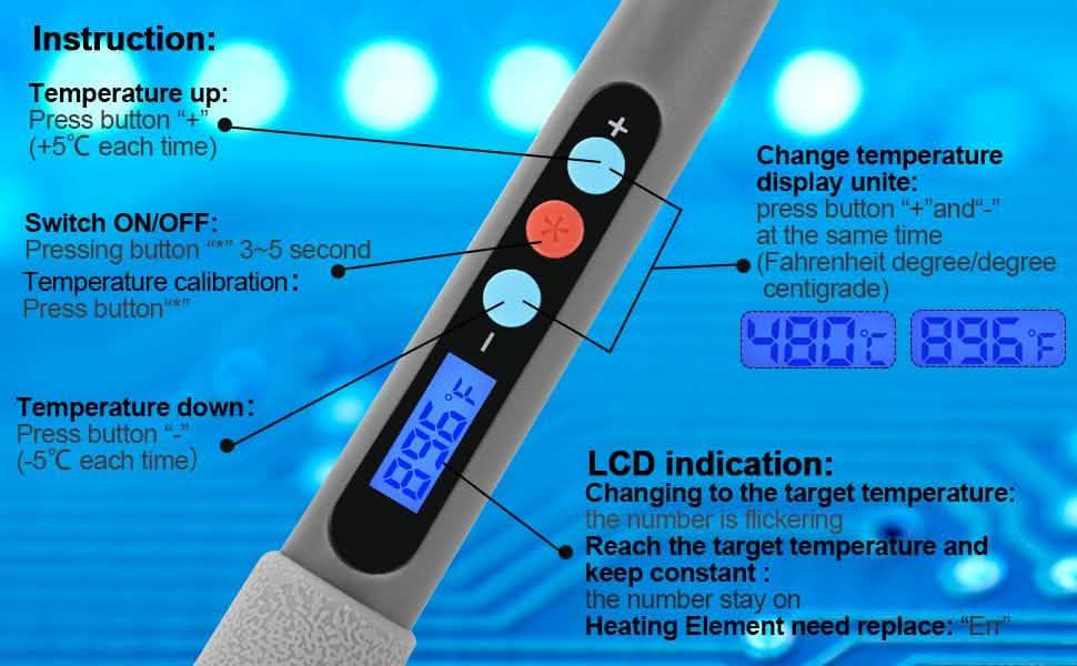 Image Digital-Controlled Thermostatic Soldering Iron with LCD Screen Display
