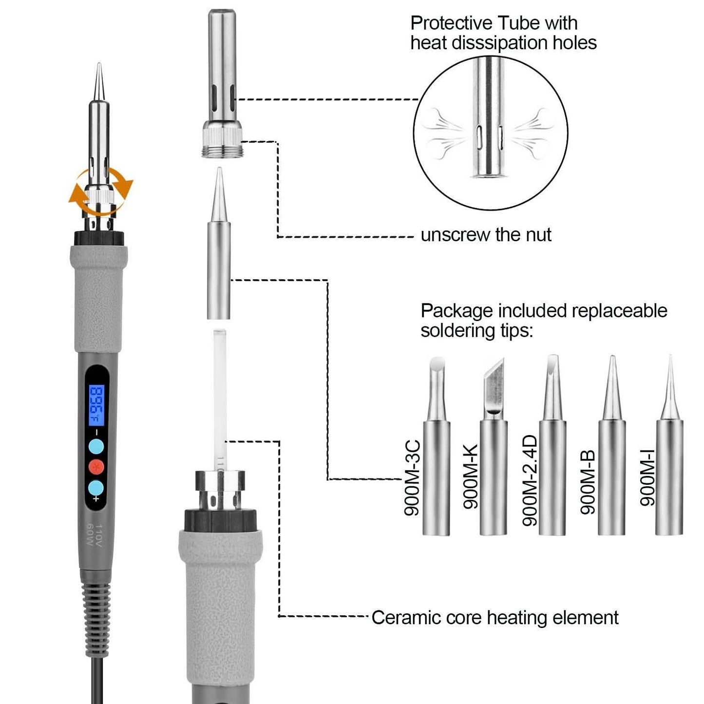 Image Digital-Controlled Thermostatic Soldering Iron with LCD Screen Display