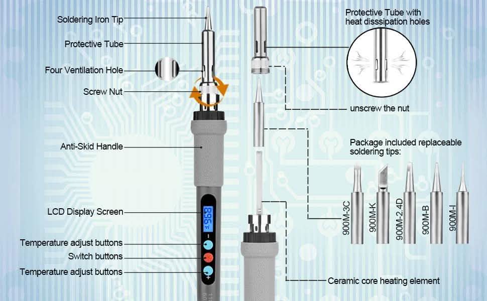 Image Digital-Controlled Thermostatic Soldering Iron with LCD Screen Display
