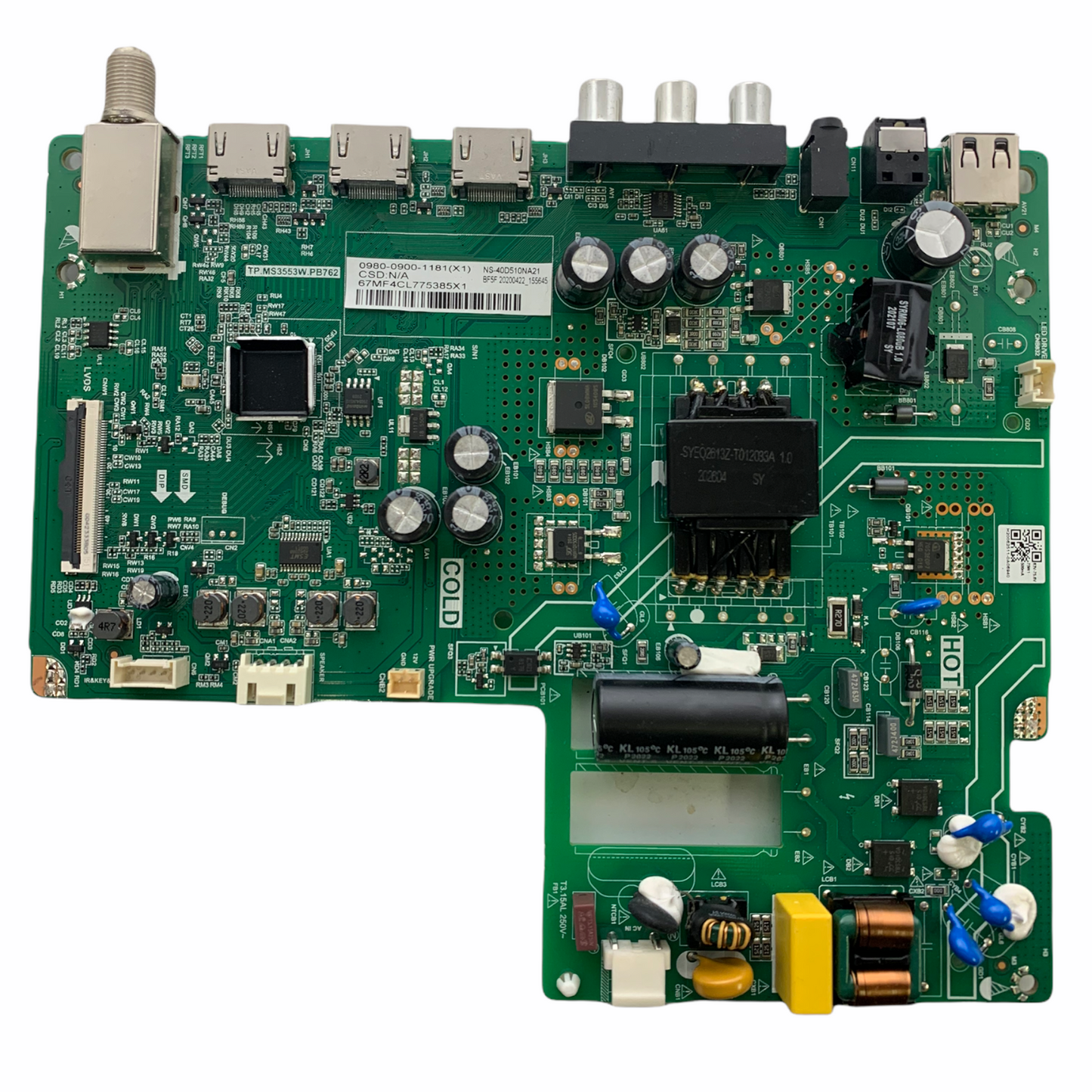 Insignia 0980-0900-1181 Main Board / Power Supply for NS-40D510NA21