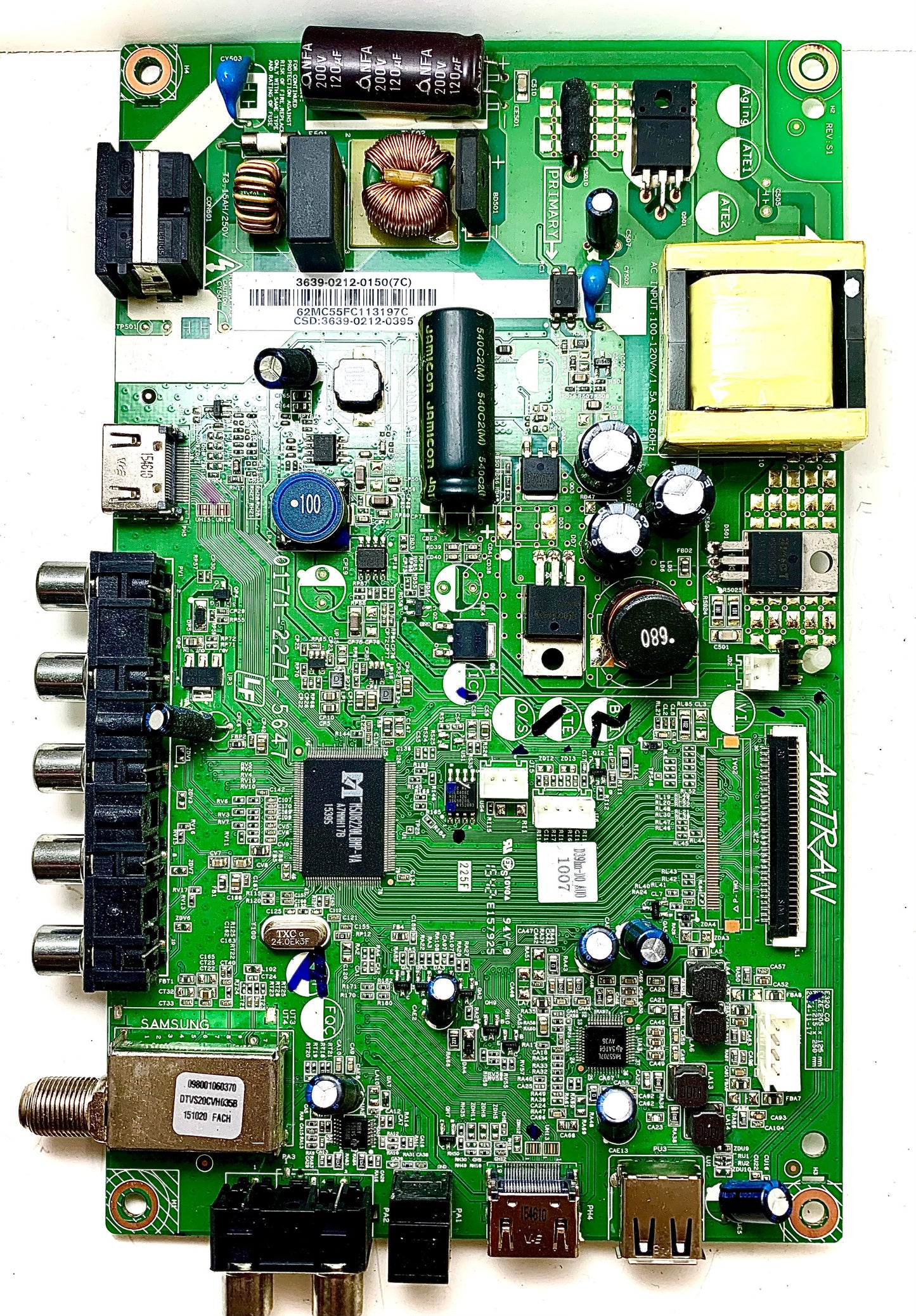 Vizio 3639-0212-0395 Main Board / PSU for D39HN-D0 (LAUAUABS / LAUAUABR Serial)