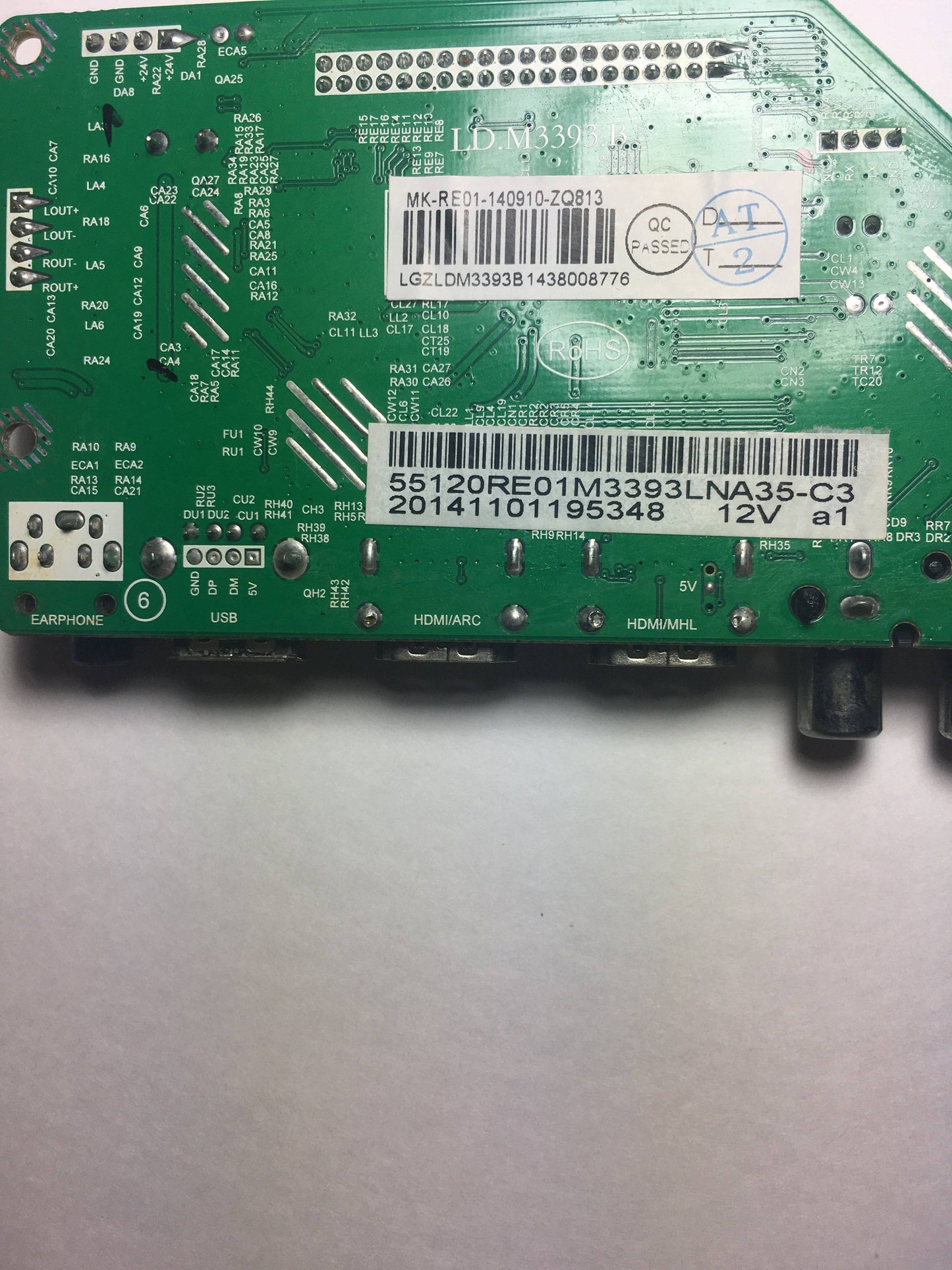 RCA 55120RE01M3393LNA35-C3 Main Board for LED55G55R120Q (See note)