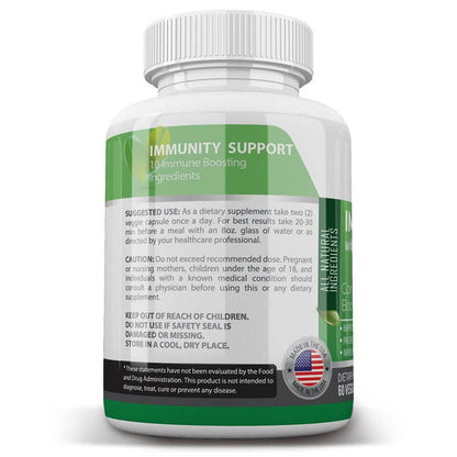 Immune Support Supplement with Elderberry, Vitamin C, Echinacea, Zinc, Garlic, Turmeric 1600mg NON GMO, GMP