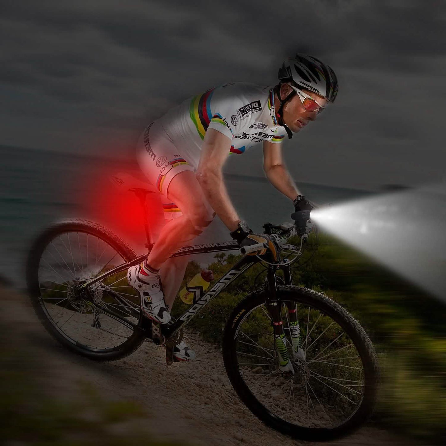 iMounTEK Bike Front Flashlight IPX4 Water-Resistant with Tail Warning/Safety LED Lamp