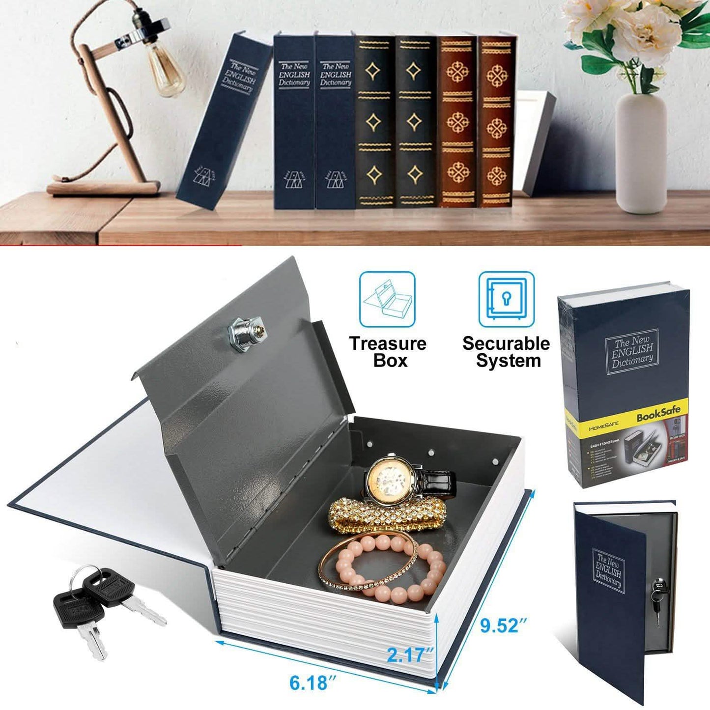 iMountek Dictionary Safe Secret Diversion Book Metal Box