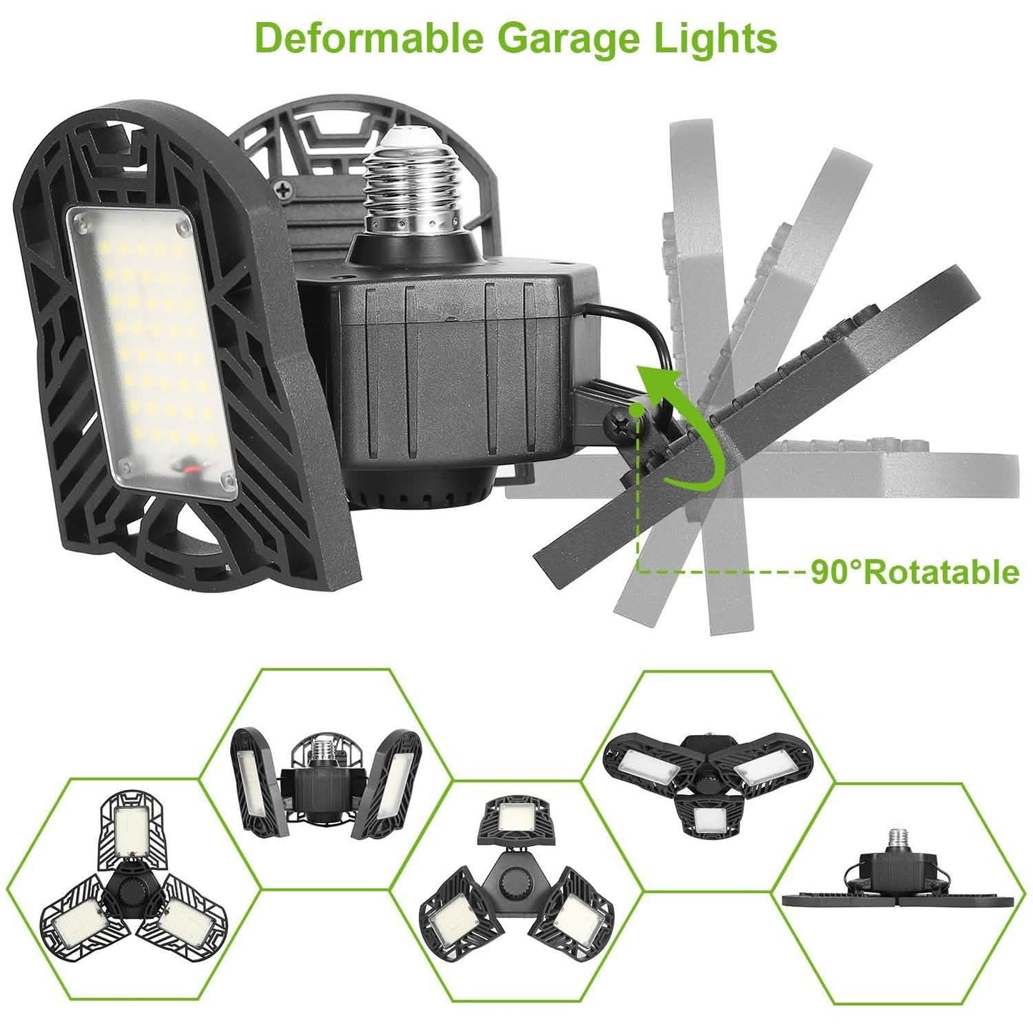 iMounTEK E26 /E27 80W 7000LM 6500K LED Garage Ceiling Light