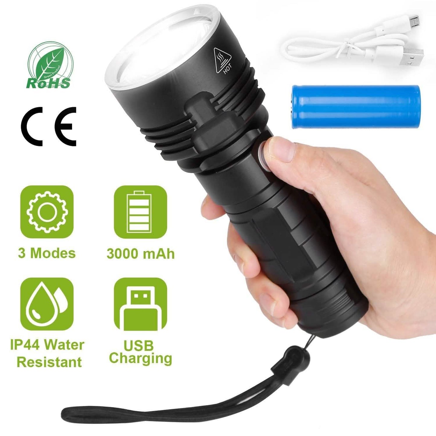 iMounTEK LED Flashlight with 3 Lighting Modes
