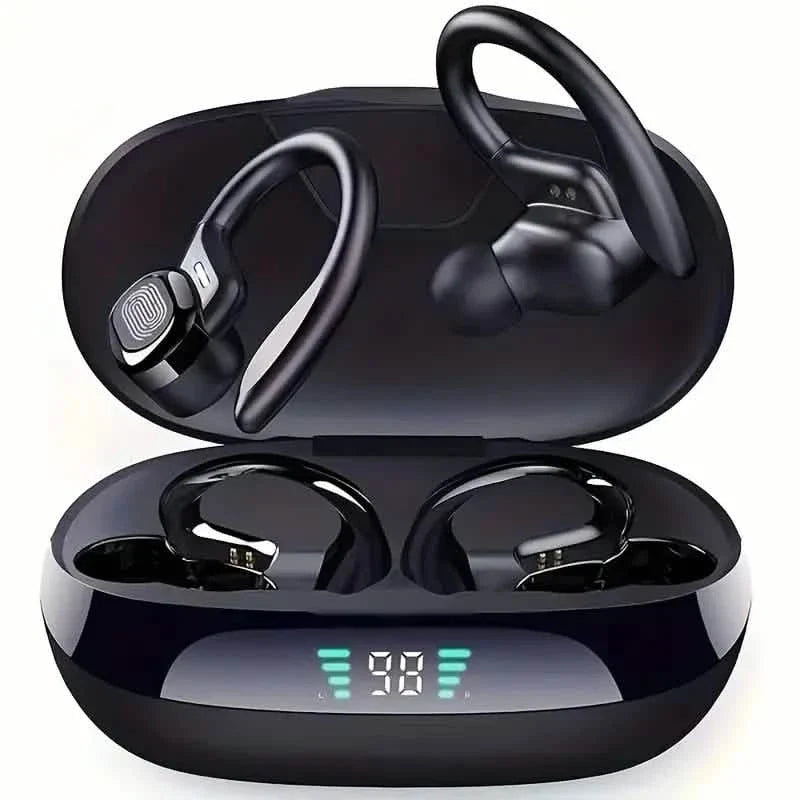In-Ear Headphones With Noise Cancelling Mic, Sport Earhook & LED Display