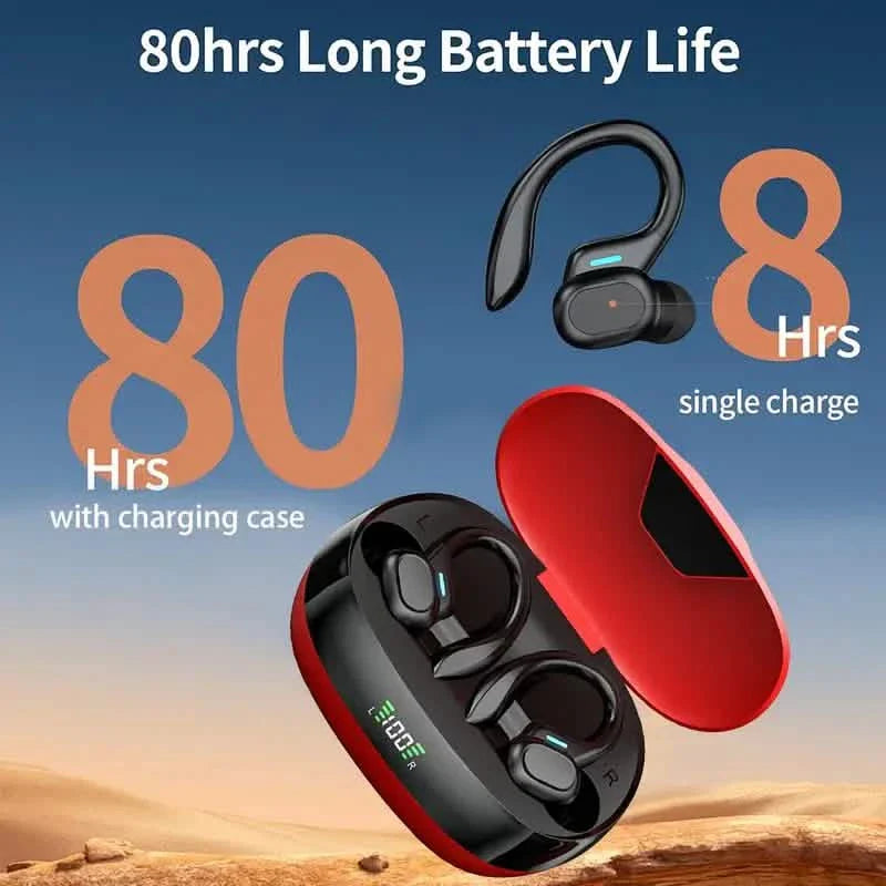 In-Ear Headphones With Noise Cancelling Mic, Sport Earhook & LED Display