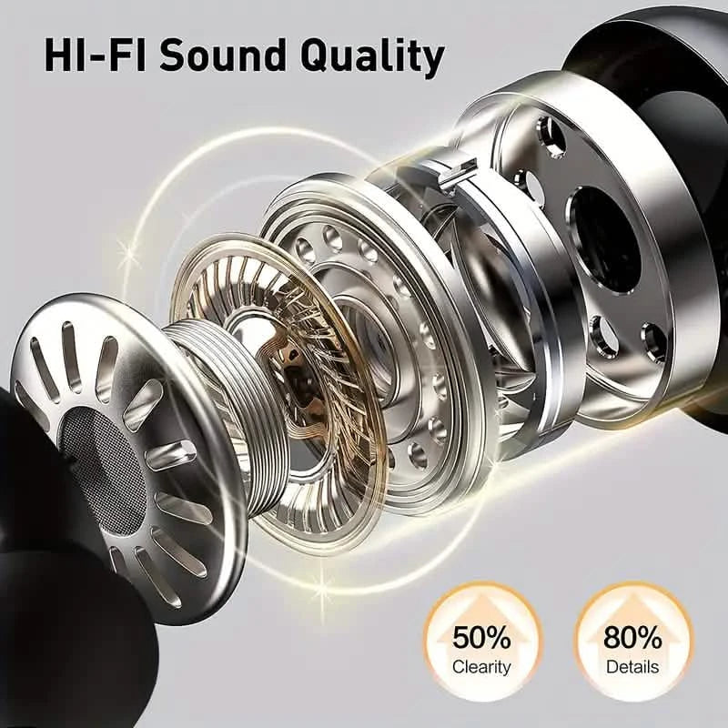In-Ear Headphones With Noise Cancelling Mic, Sport Earhook & LED Display
