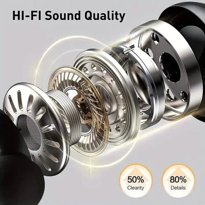 In-Ear Headphones With Noise Cancelling Mic, Sport Earhook & LED Display