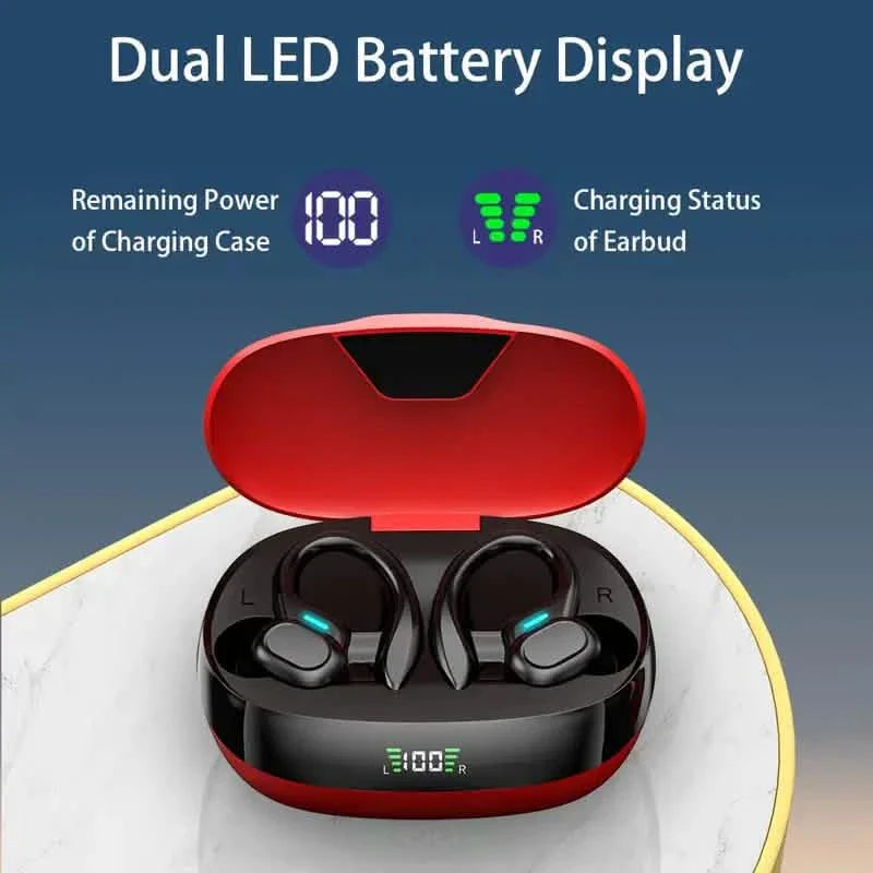 In-Ear Headphones With Noise Cancelling Mic, Sport Earhook & LED Display