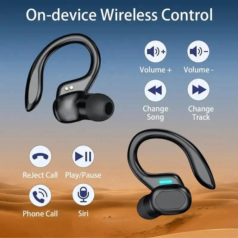 In-Ear Headphones With Noise Cancelling Mic, Sport Earhook & LED Display