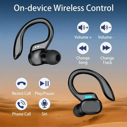 In-Ear Headphones With Noise Cancelling Mic, Sport Earhook & LED Display