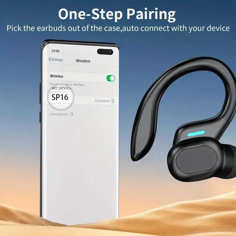 In-Ear Headphones With Noise Cancelling Mic, Sport Earhook & LED Display