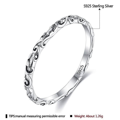 INALIS 925 Sterling Silver Ring for Women and Men Engraved Pattern Anniversary Rings