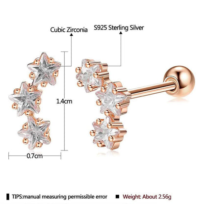 INALIS Romantic Star 925 Sterling Silver Stud Earrings