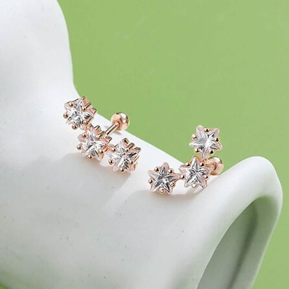 INALIS Romantic Star 925 Sterling Silver Stud Earrings
