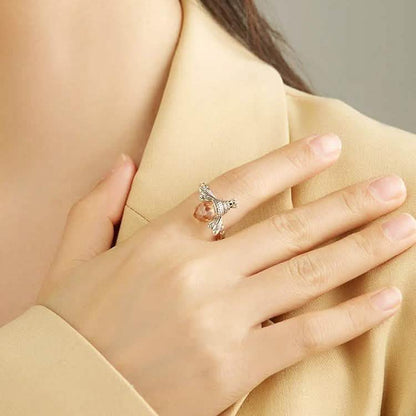 INALIS Sterling Silver Austria Crystal Rings Creative Bee Design