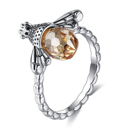 INALIS Sterling Silver Austria Crystal Rings Creative Bee Design
