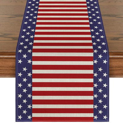 Independence Day Linen Burlap Table Bunting
