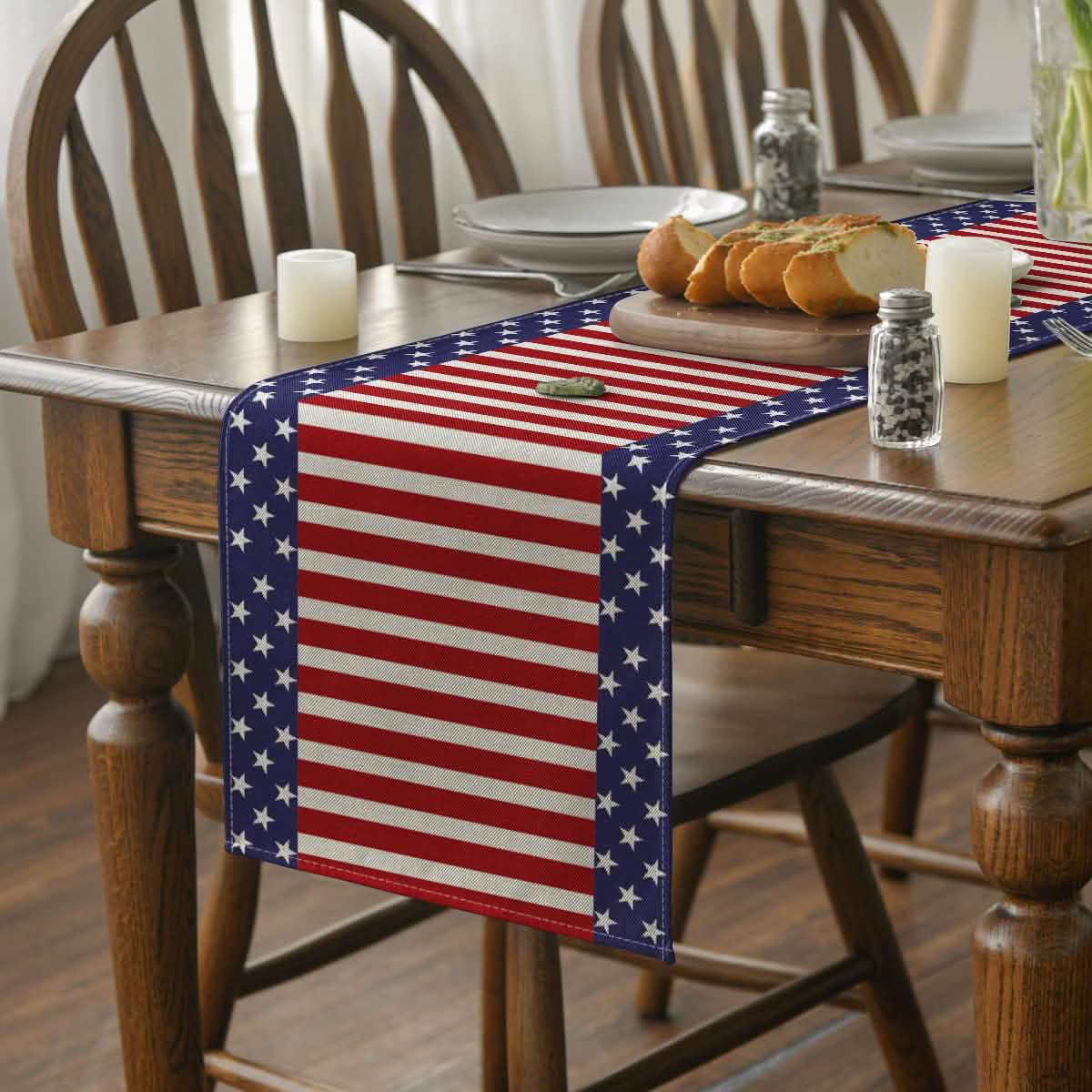 Independence Day Linen Burlap Table Bunting