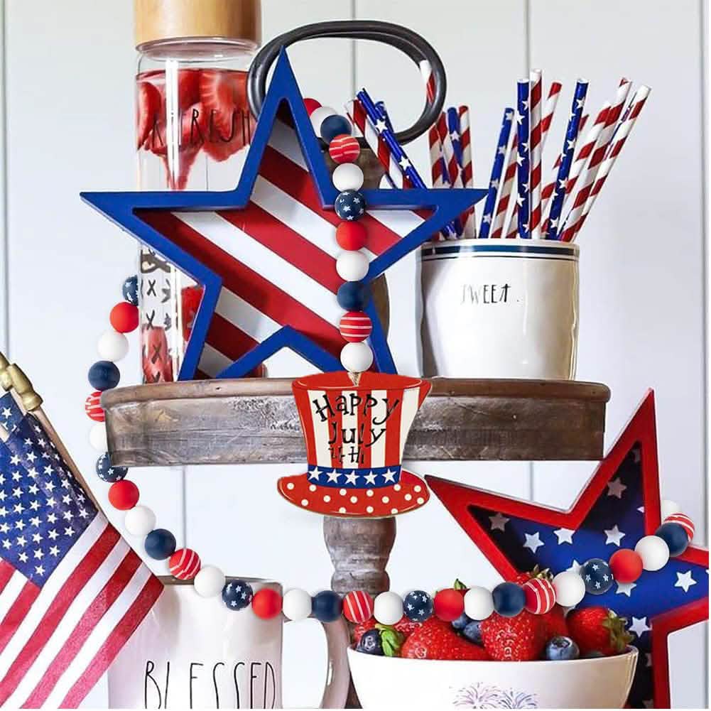 Independence Day Wooden Bead Wreath