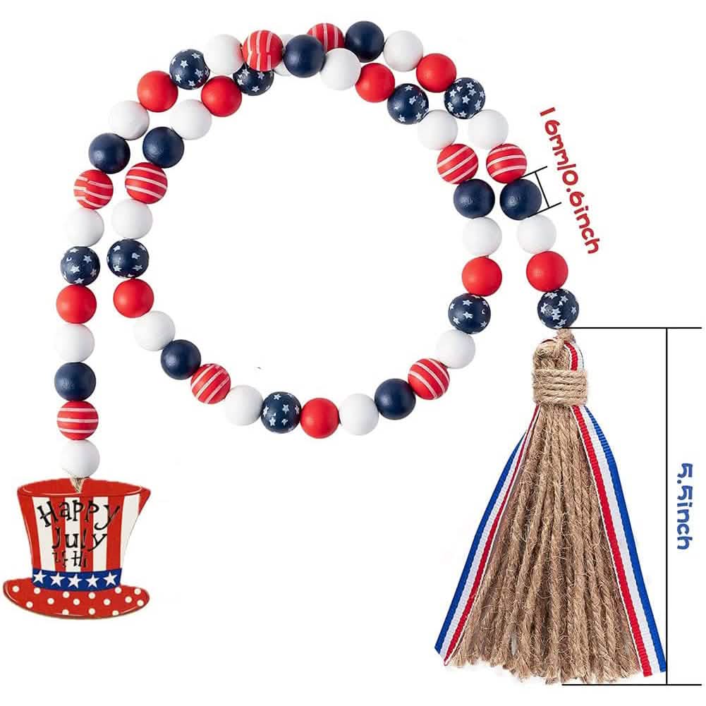 Independence Day Wooden Bead Wreath