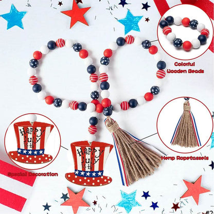 Independence Day Wooden Bead Wreath