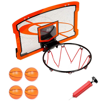 Indoor Mini Basketball Hoop Set with 4 Inflatable Balls Electric Audio Scorer