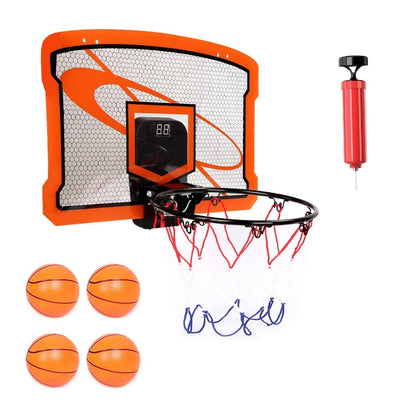Indoor Mini Basketball Hoop Set with 4 Inflatable Balls Electric Audio Scorer
