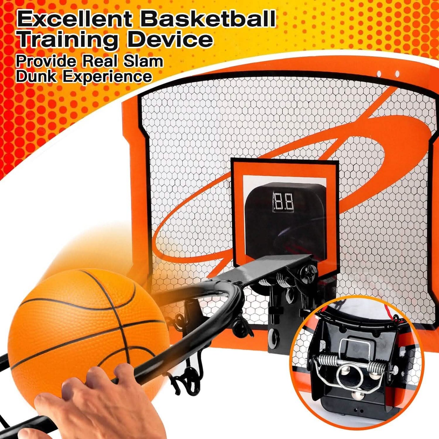 Indoor Mini Basketball Hoop Set with 4 Inflatable Balls Electric Audio Scorer