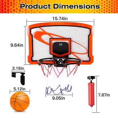 Indoor Mini Basketball Hoop Set with 4 Inflatable Balls Electric Audio Scorer