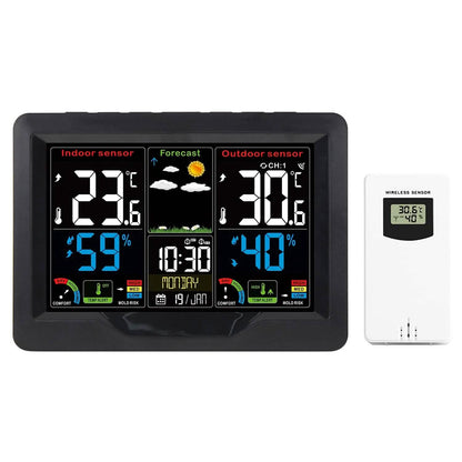 Indoor/Outdoor Thermometer Humidity Weather Forecast Temperature with Backlight