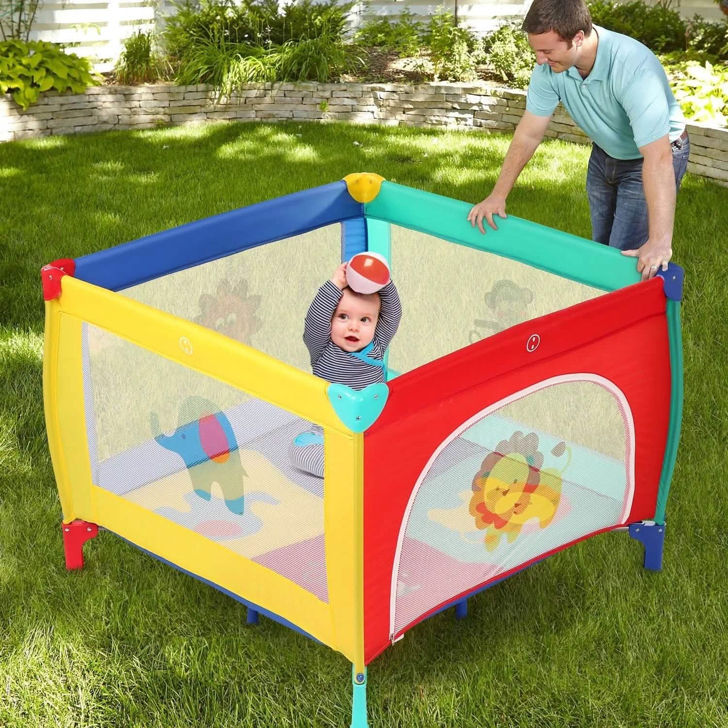 Infant Toddler Foldable Playpen Playard Mattress Safety Rail Fence