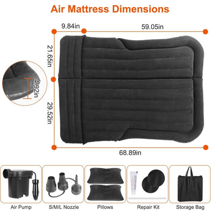 Inflatable SUV Air Mattress Thickened Camping Bed Cushion with Pillow
