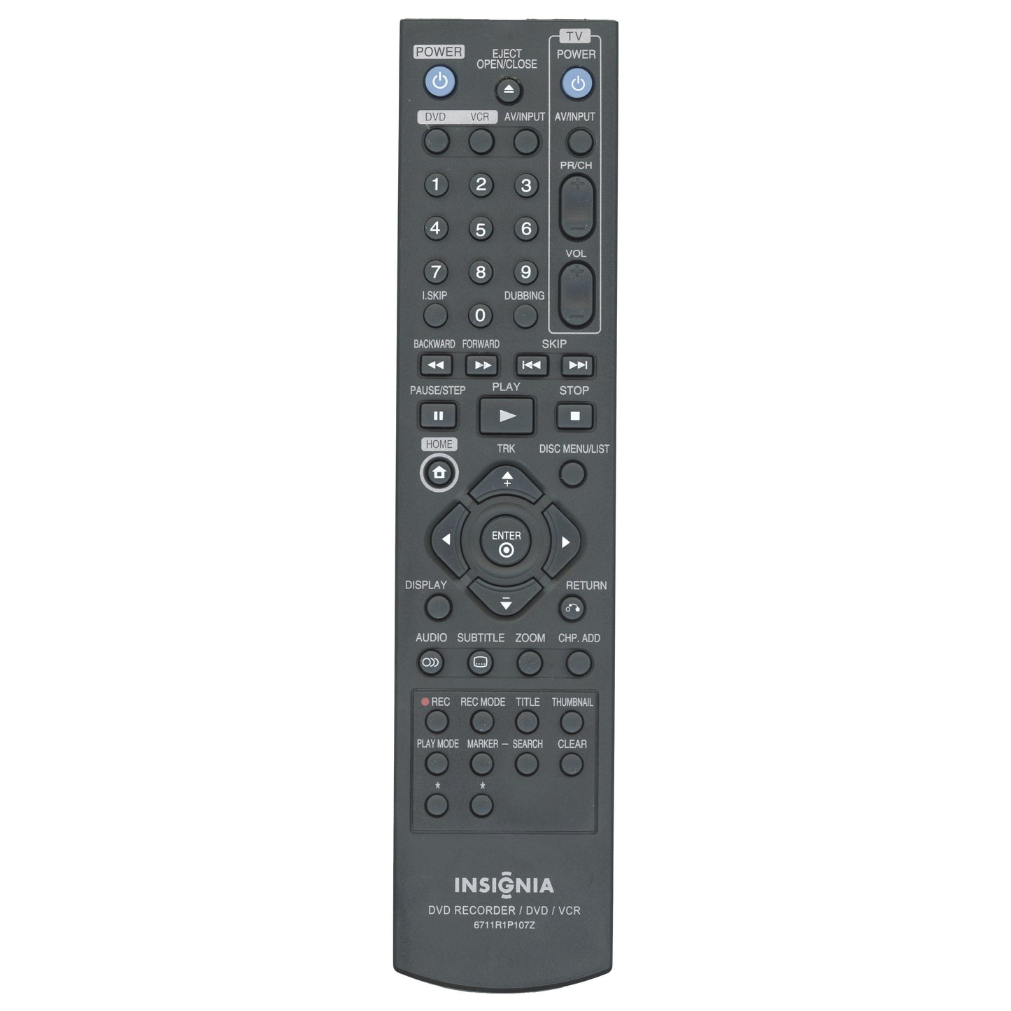 Insignia 6711R1P107Z DVD/VCR Remote Control