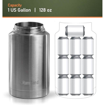 Insulated 1 Gallon Stainless Steel Wide Mouth Growler with Tactical Carrying Bag