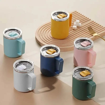 Insulated Double Wall Coffee Mug with Handle and Lid