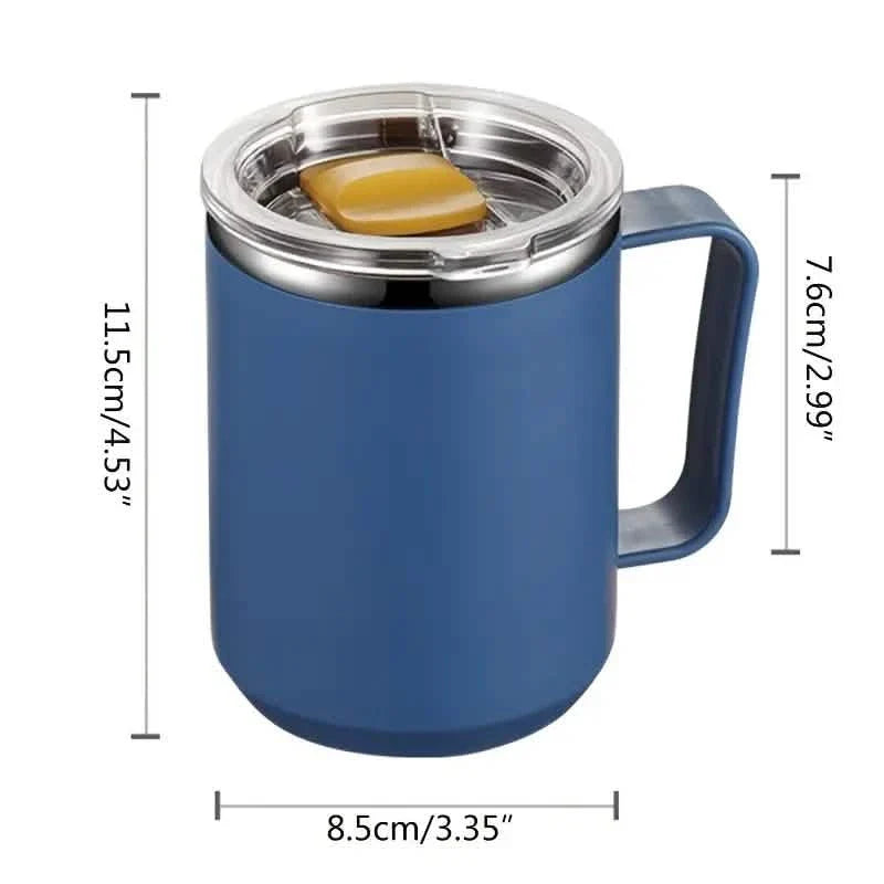 Insulated Double Wall Coffee Mug with Handle and Lid
