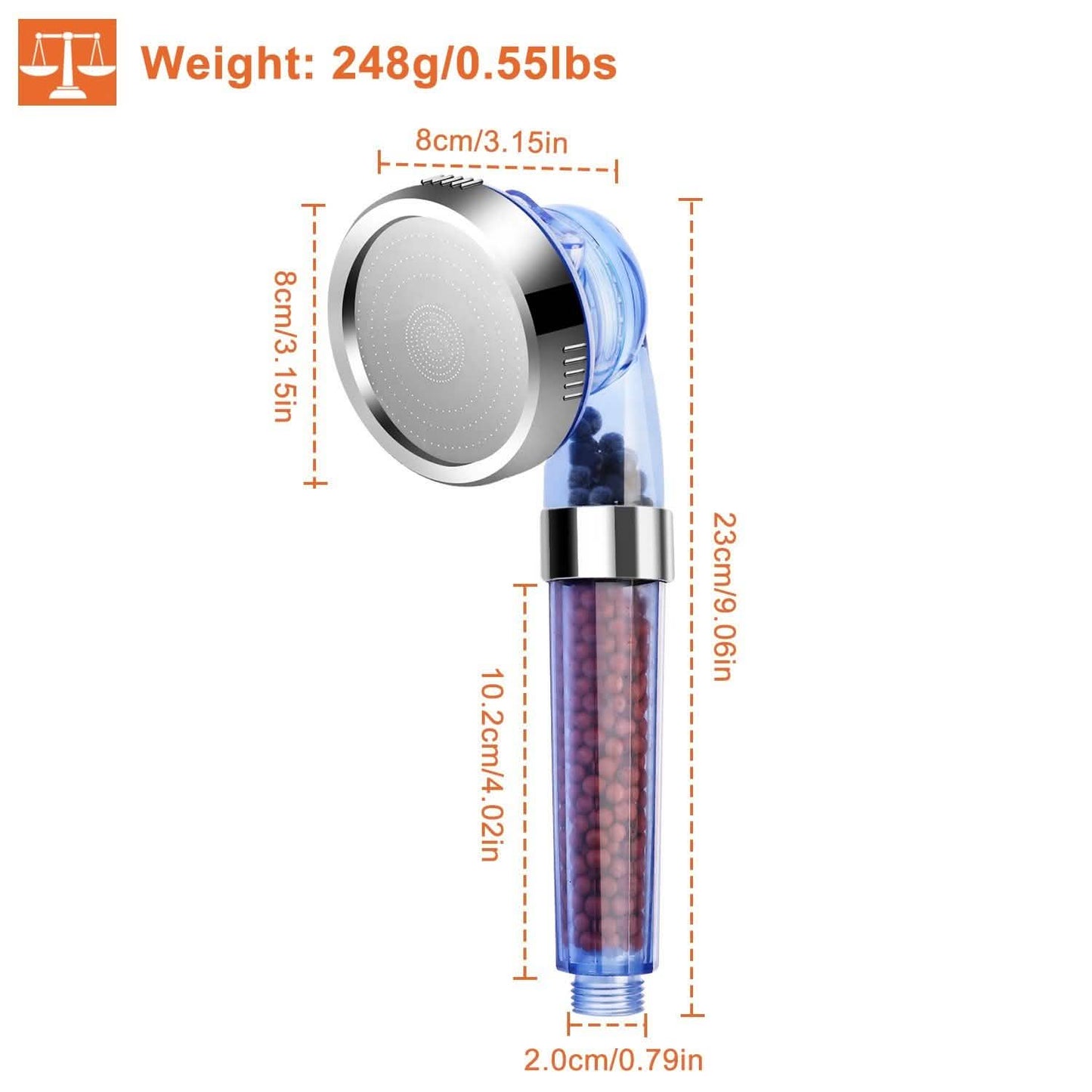 Ionic High Pressure Filter Shower Head