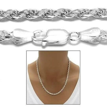 Italian 925 Silver Filled High Polish Finsh Rope Chain