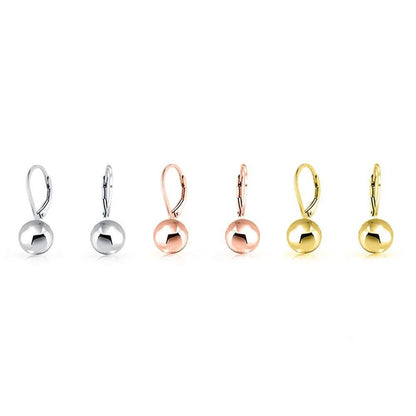 Italian Sterling Silver Leverback Ball Earrings
